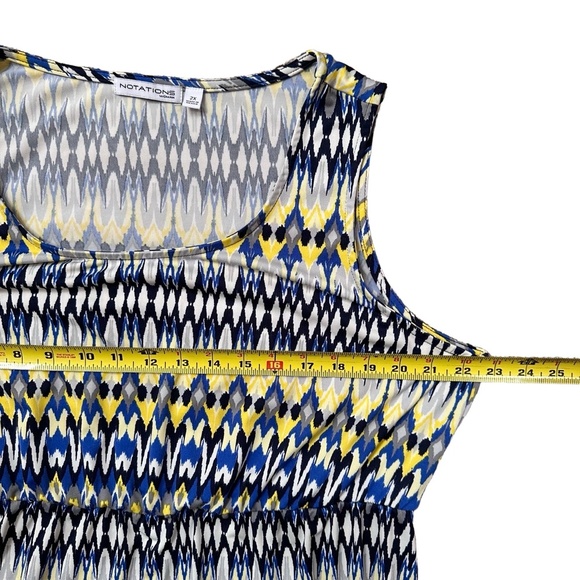 Boho High-Low Blue Yellow Geometric Print Sleeveless Casual Dress 2X Plus Size - Picture 6 of 10